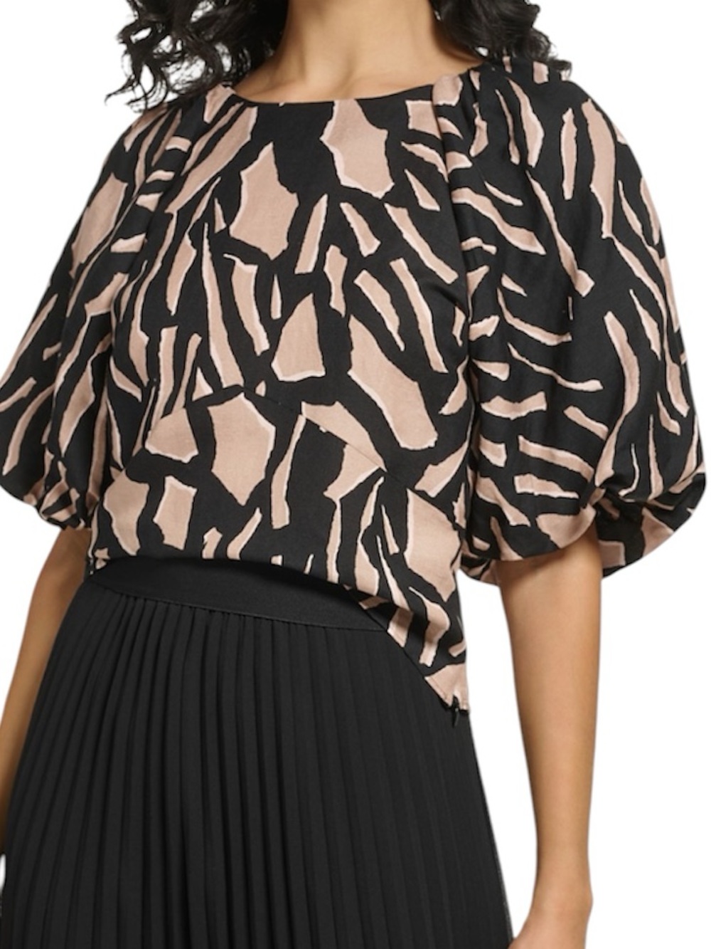 DKNY Printed Balloon Sleeve Top Medium
